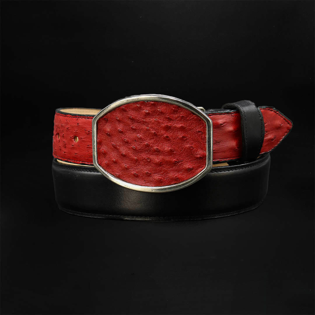 Cinto Vaquero Avestruz Rojo CT111