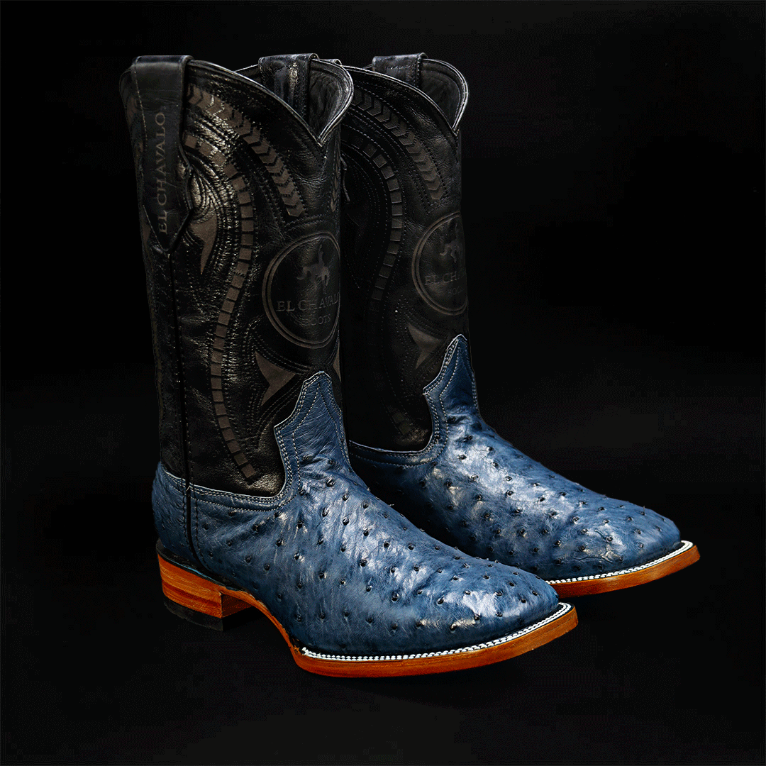 Bota Bulldog de Avestruz Azul CH103