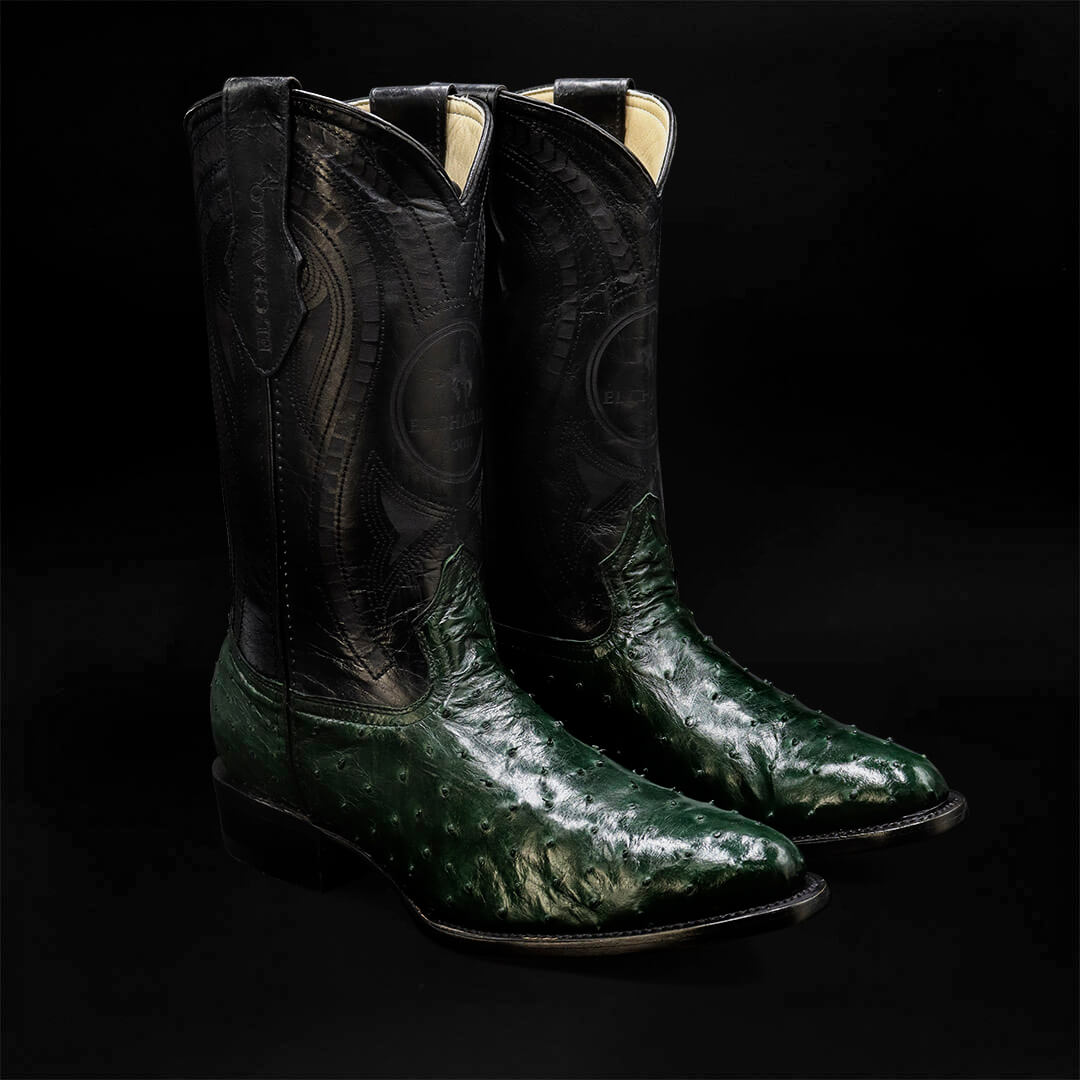 Bota Oval de Avestruz Verde CH114