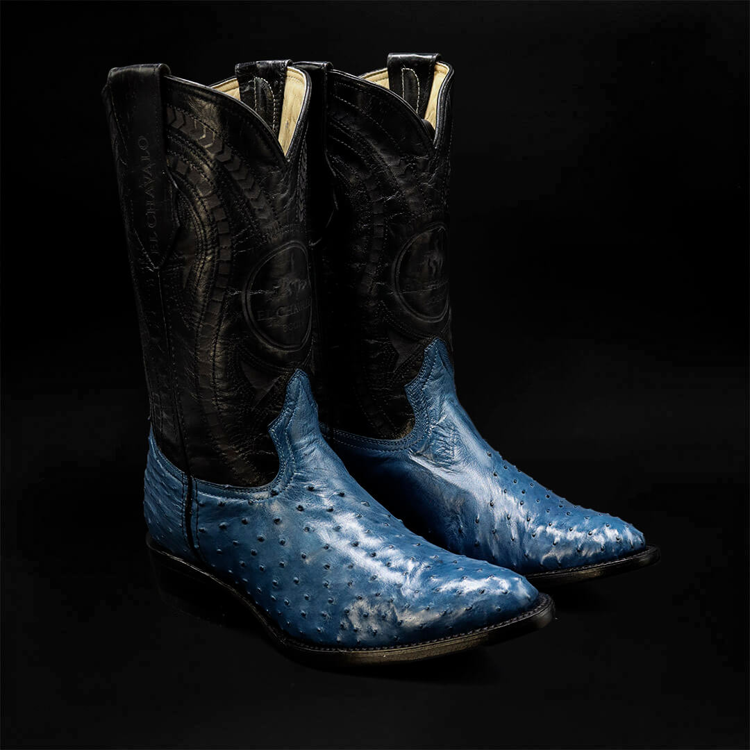 Botas De Avestruz Azul Botas Vaqueras Niño Cuadra Bota