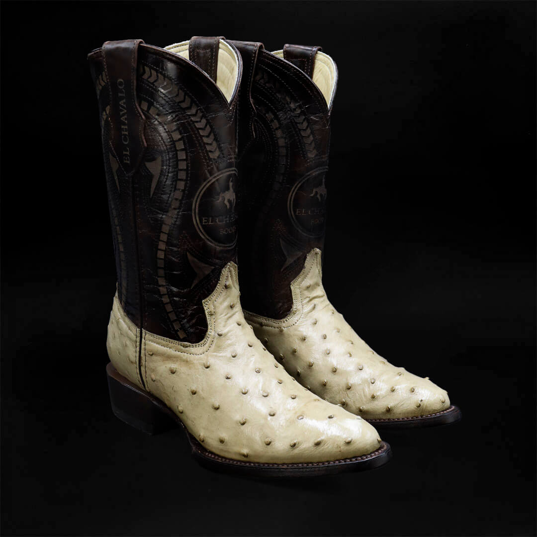 Bota Oval de Avestruz Hueso CH112