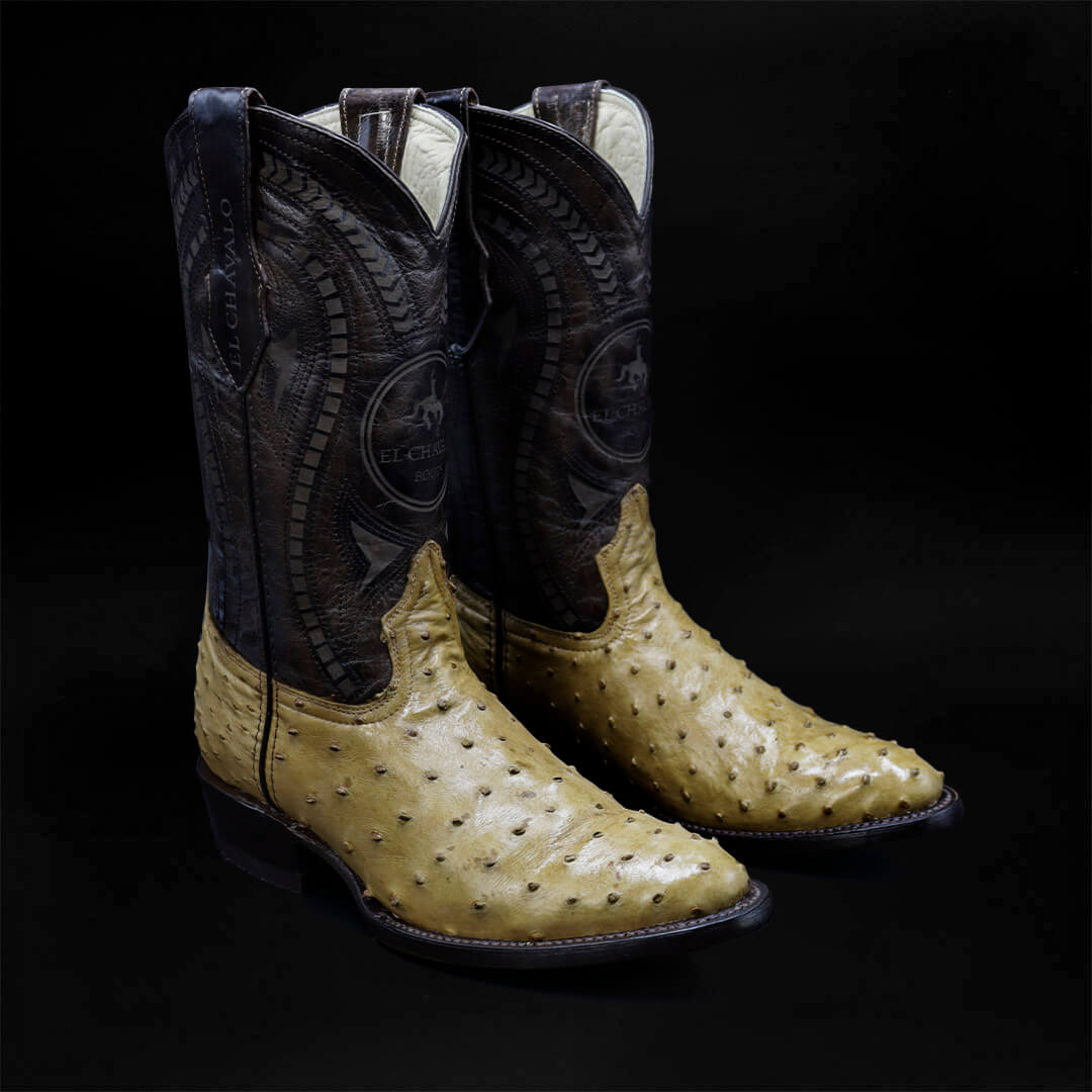 Bota Oval de Avestruz Paja CH118