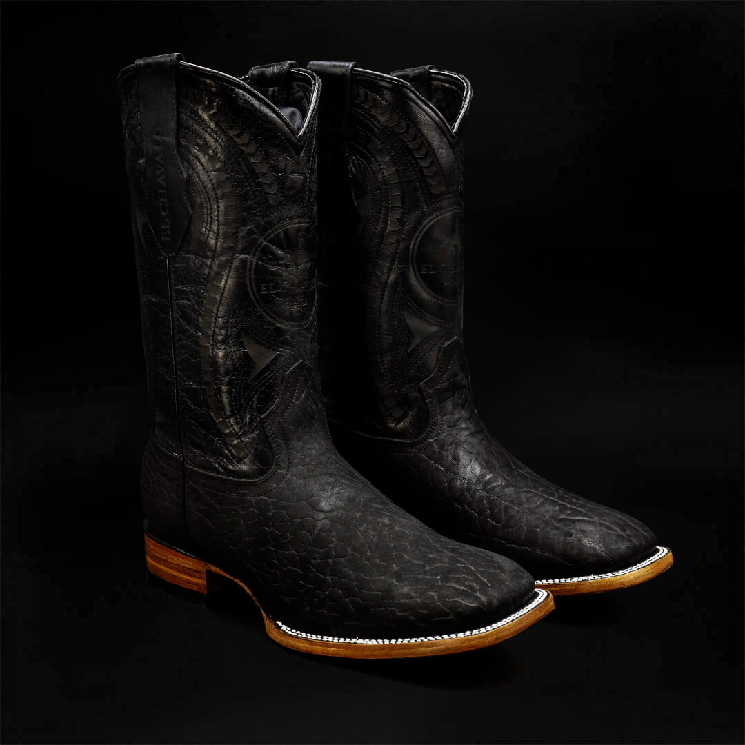 Caimán Botas Negras Chatas Horma Bulldog Botas De Cocodrilo Negras