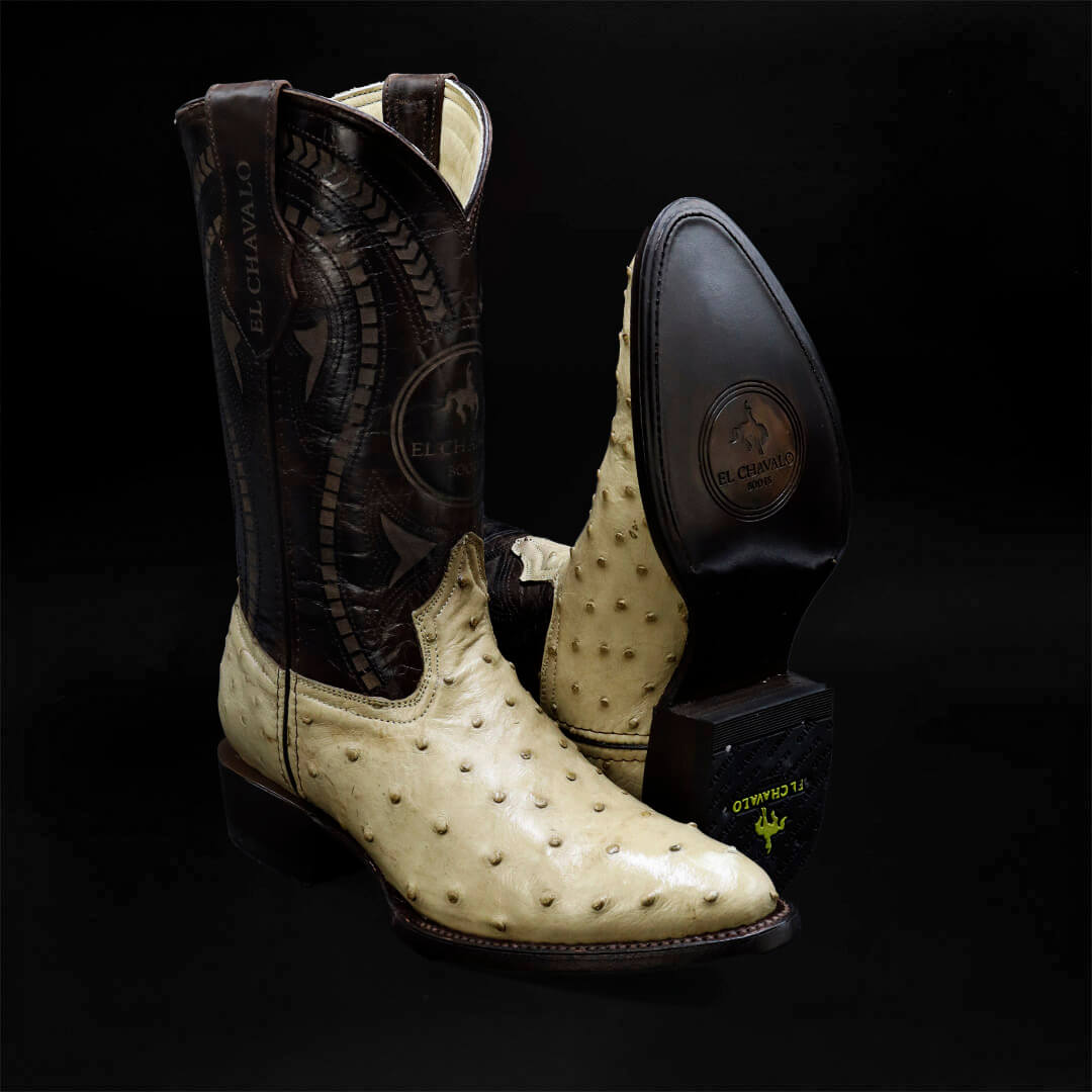 Bota Oval de Avestruz Hueso CH112