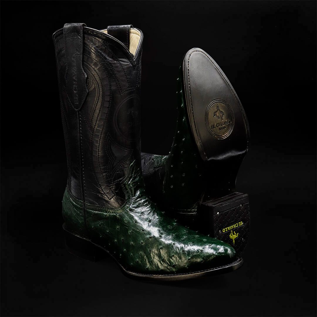 Bota Oval de Avestruz Verde CH114