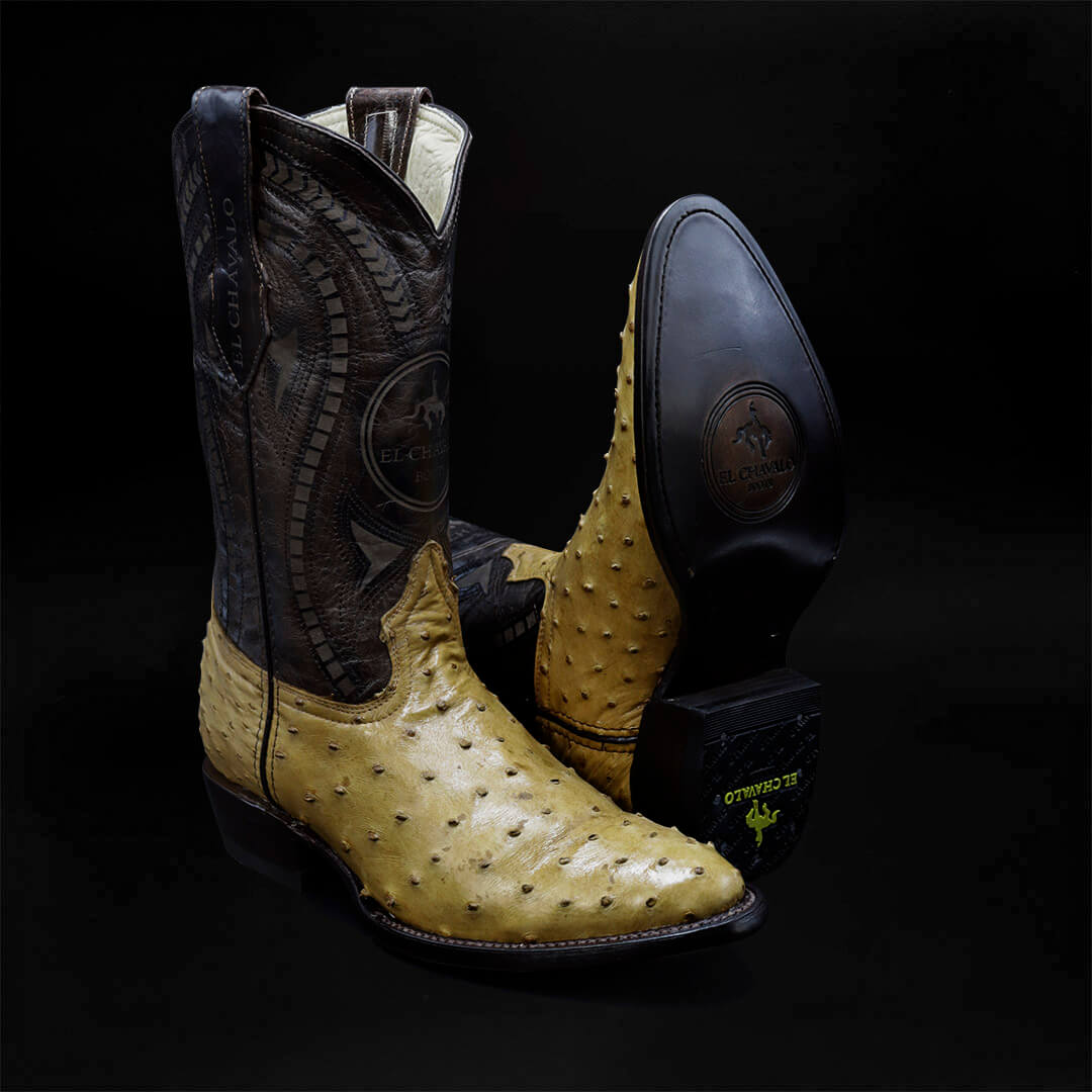 Bota Oval de Avestruz Paja CH118