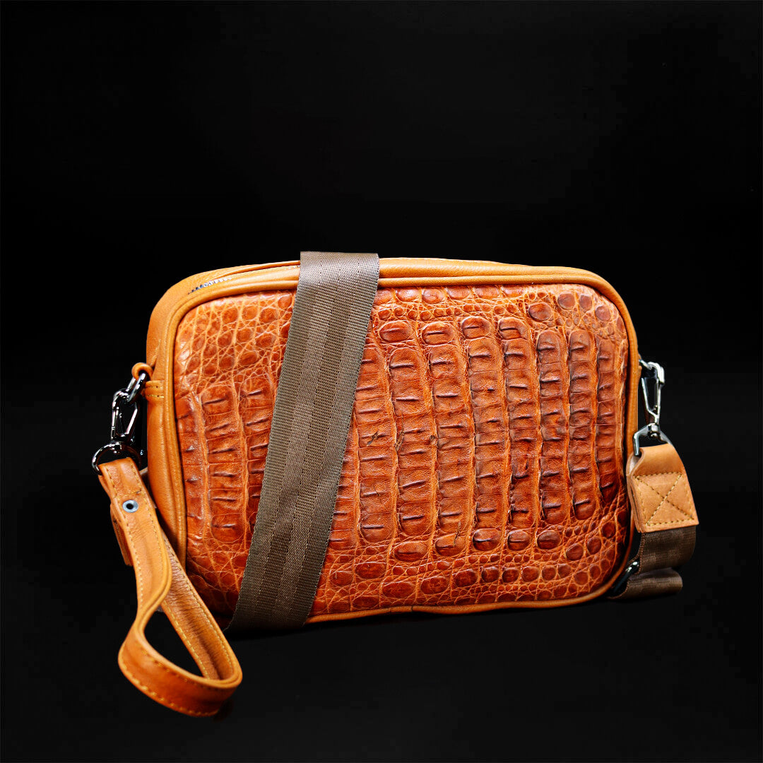 Sobaquera de Piel de Cocodrilo Coñac BL501