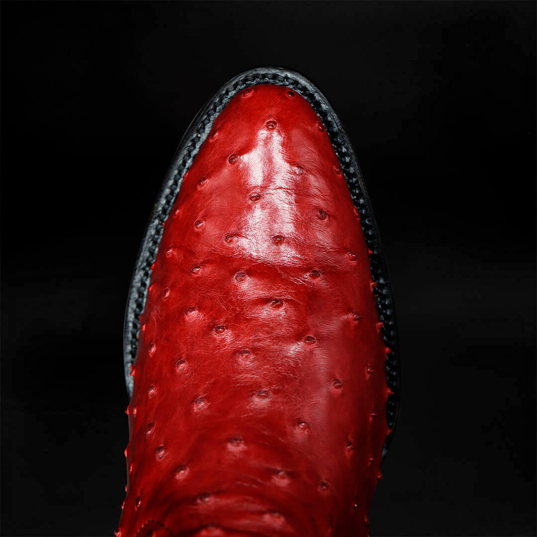 Bota Oval de Avestruz Rojo CH117