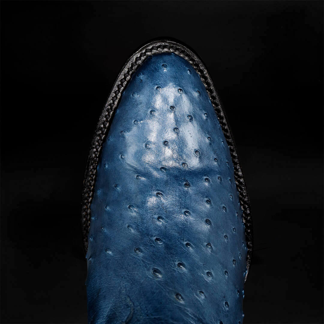 Bota Oval de Avestruz Azul CH113
