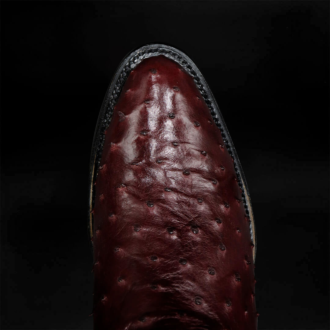 Bota Oval de Avestruz Vino CH115