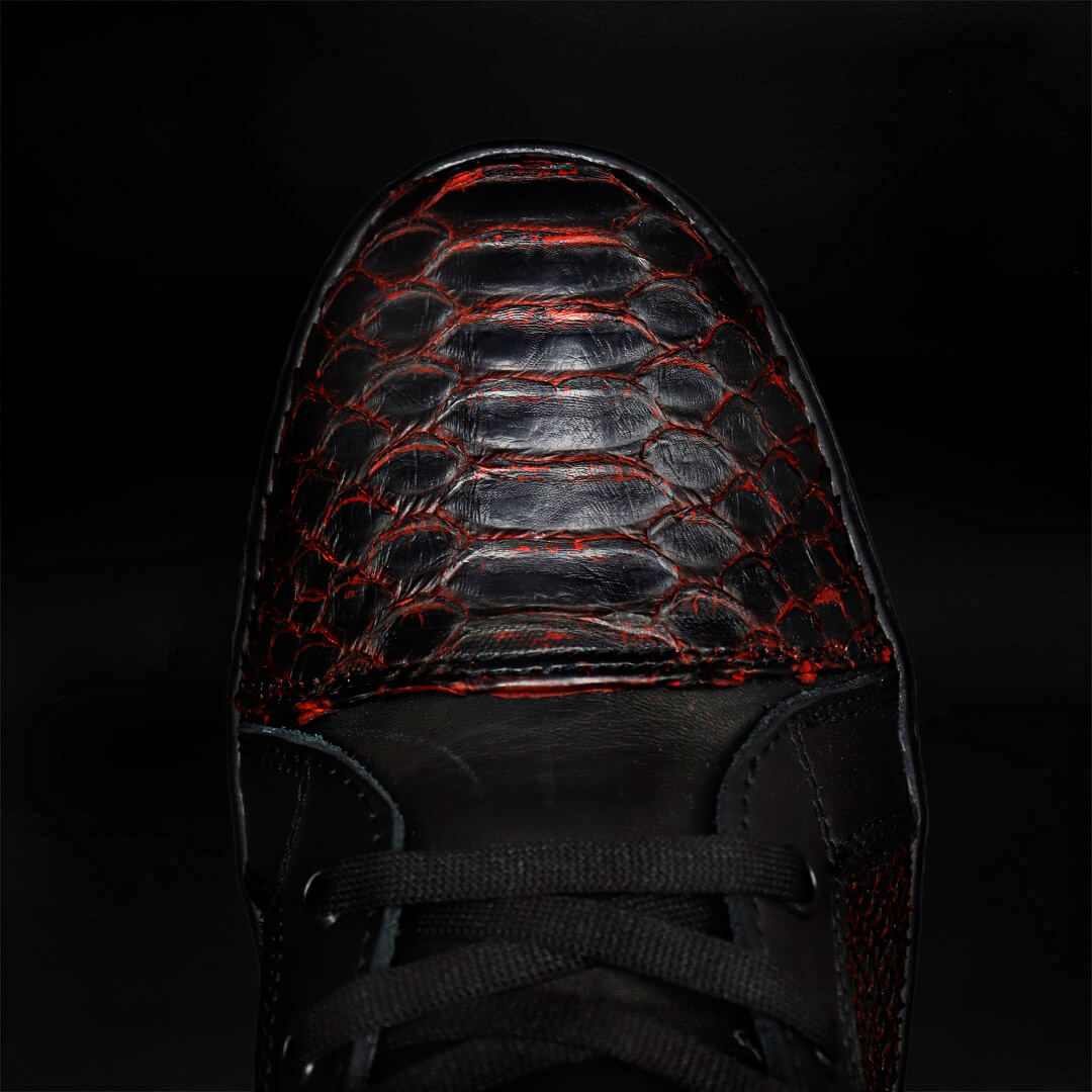 Tenis LV de Pitón Negro-Rojo TH111