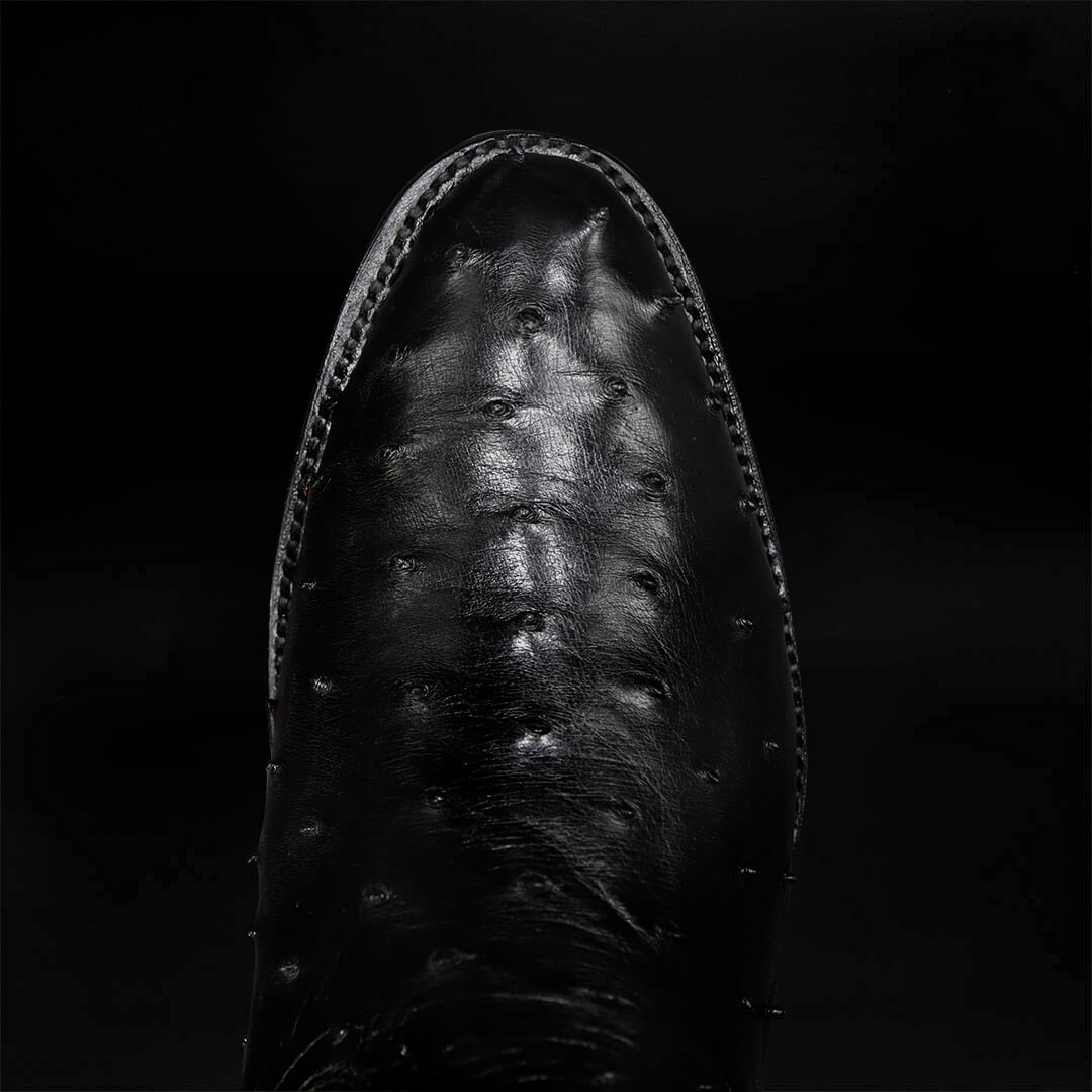 Bota Oval de Avestruz Negro CH116