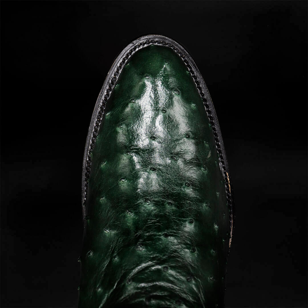Bota Oval de Avestruz Verde CH114