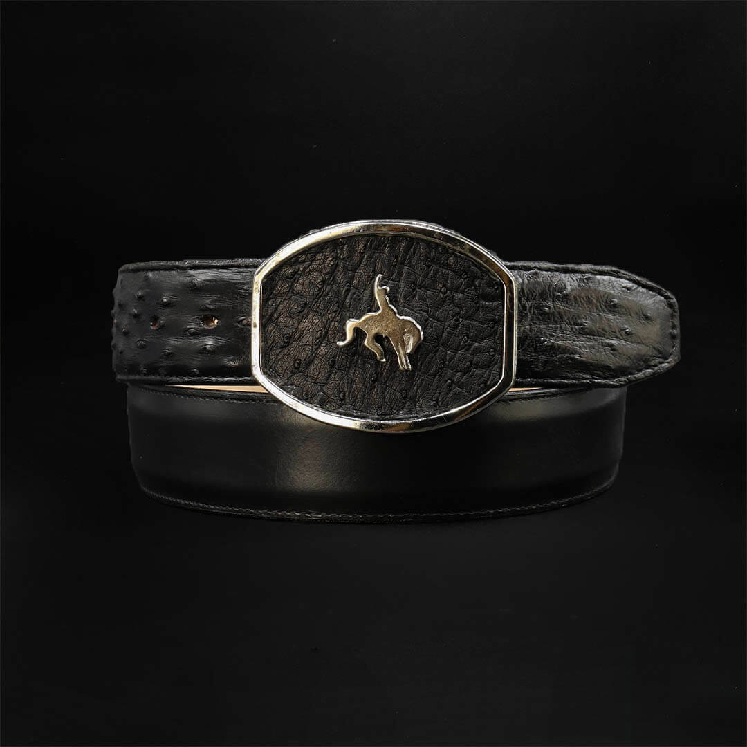 Cinto Vaquero Avestruz Negro CT106