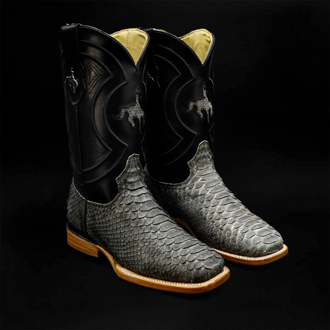 Bota Bulldog de Pitón Gris Nobuck CH802 – El Chavalo Boots
