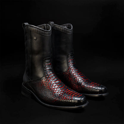 Botín Angel de Pitón Negro Rojo BT101