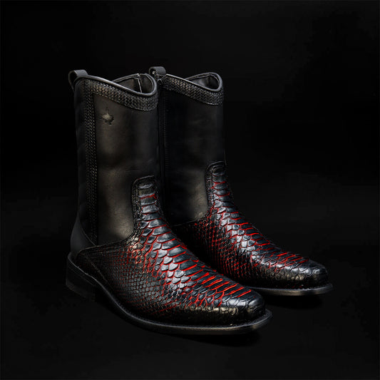 Botín Angel de Pitón Negro Rojo BT101
