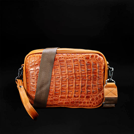 Sobaquera de Piel de Cocodrilo Coñac BL501