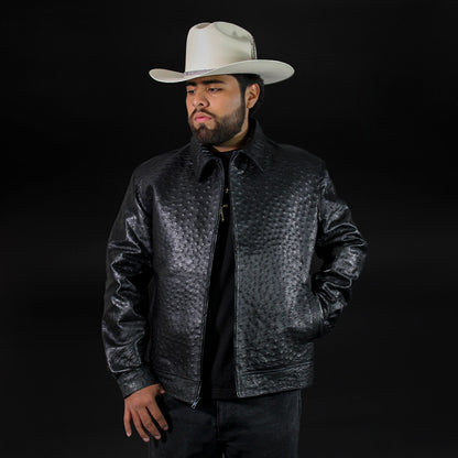 Chamarra en Piel de Avestruz  Negro CA103