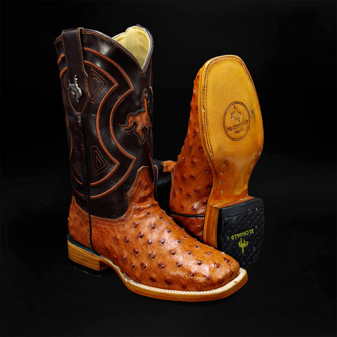 Bota Bulldog de Avestruz Coñac CH104