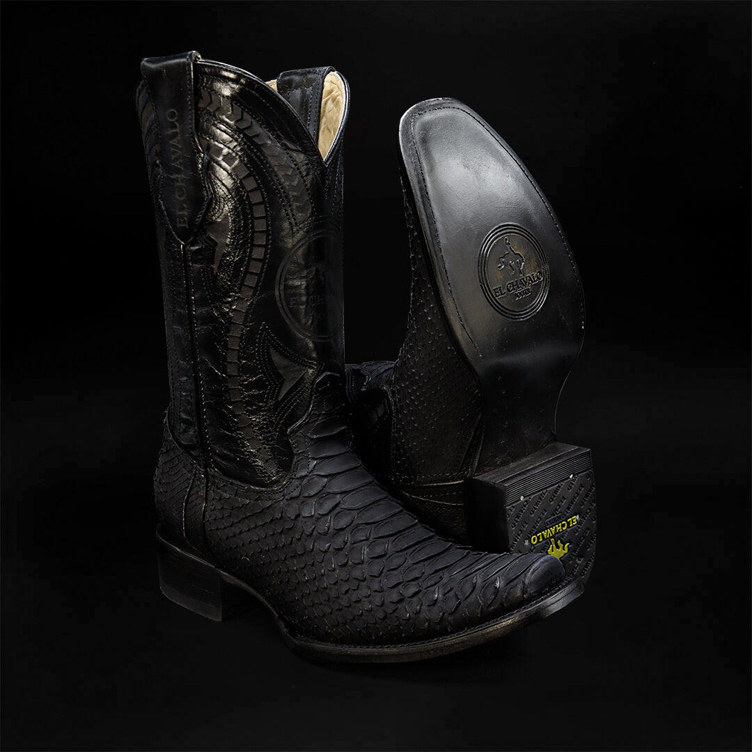 Bota Dubai de Pitón Negro Nobuck CH821