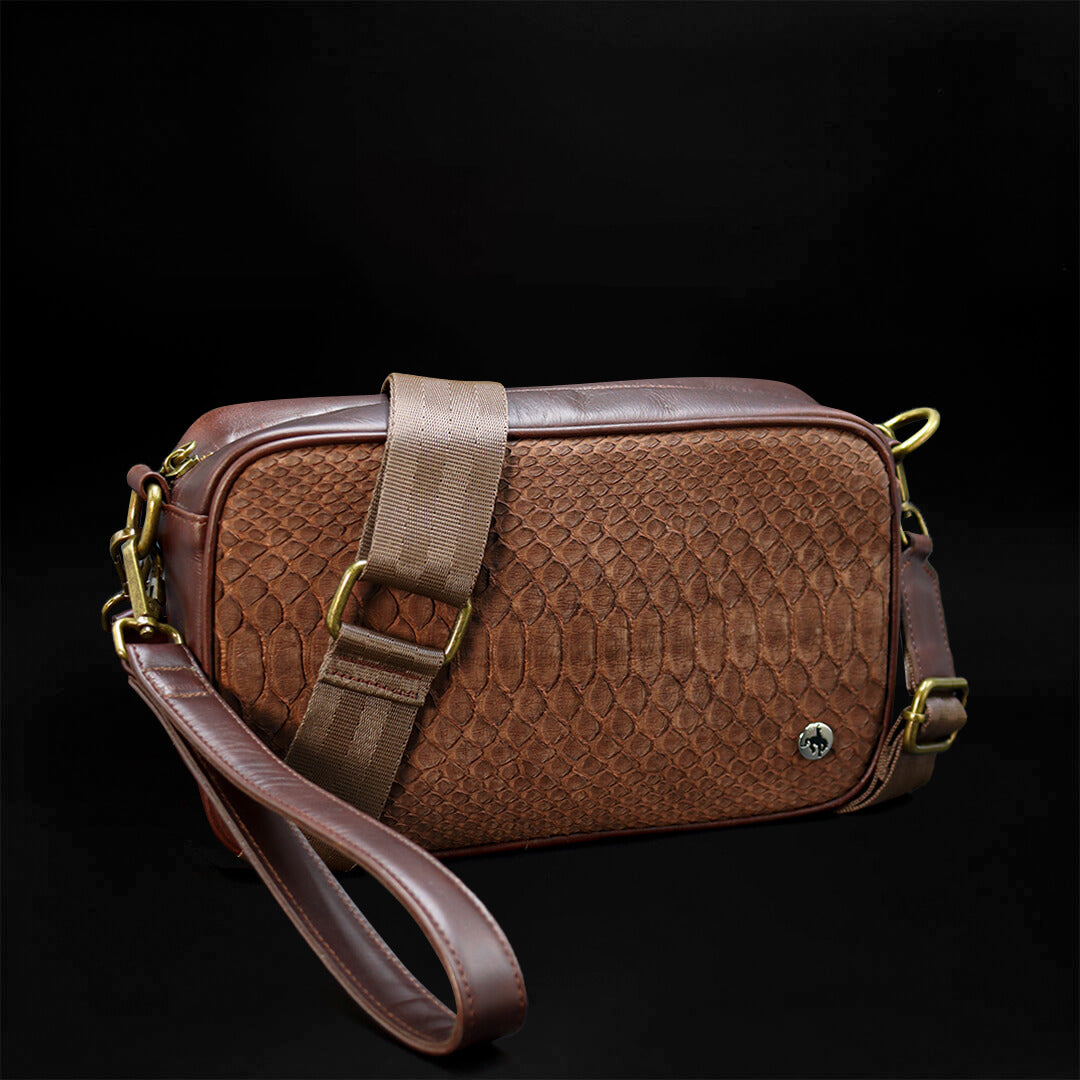 Sobaquera de Piel de Pitón Tabaco BL303