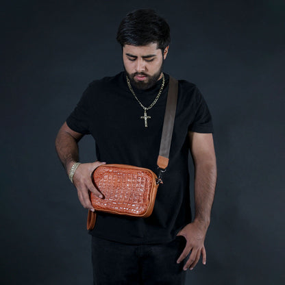 Sobaquera de Piel de Cocodrilo Coñac BL501